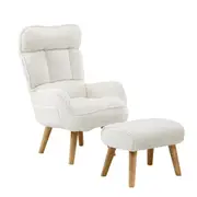 Oikiture Swivel Recliner Armchair Lounge Ottoman Accent Chair With Stool Sherpa