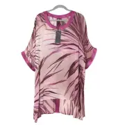 NEW Taking Shape Tunic Top Size M 18 20 'Palm Sunset' Chiffon Blouse Hi Low