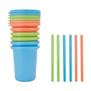6 Pack Reusable Cups with Straws