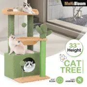 33.5" Cactus Cat Tree Scratching Post Tower Kitten Activity Center Bed Furniture