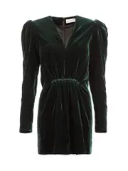 Green Velvet Ruched Mini Dress