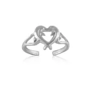 Sterling Silver Twin Dolphin Heart Toe Ring