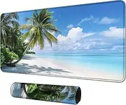 White Sandy Beach for MTG & TCG Playmat Mouse Pad,BFDHGQZC 24" x 14" Game Mat for MTG/RPG/CCG Trading Card Game Playmats Table Mat Perfect for Card Games Video Games Computer Office