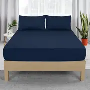 Fitted Sheet with 2 Pillow Cases,Deep Pocket（35cm),Bed Sheets Set ,Soft Brushed