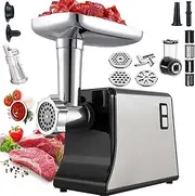 Electric Meat Grinder, Multifunctional Meat Grinder, Tomato Strainer Sausage Stuffer Maker with 3 Cutting Plates & Kubbe Kit, Vegetable Cutter Processor Slicer Shredder Salad Maker for Home Use