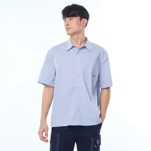 JEEP 男裝 簡約涼感短袖襯衫-藍色