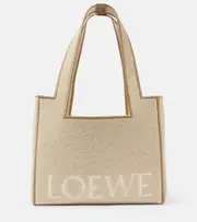 [Loewe] Loewe Loewe Font Medium jacquard canvas tote bag One Size beige