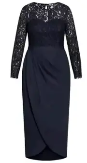 City Chic Medium Navy Dress Elegant Sleeved Plus Size 18