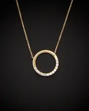 14K Italian Gold CZ Open Circle Necklace