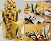Vtg Ceramic Indian Corn On Cob Napkin Rings & Toothpick Holder w/Husk Caddy~NWT