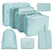 8Pcs Packing Cubes Travel Pouches Luggage Organizer Clothes Suitcase Storage Bag