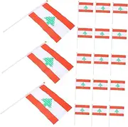 ULDIGI 20pcs Lebanese Hand Waving Flag Lebanon National Flags Lebanon Flags Lebanon Hand Held Flags I Stand with Lebanese Flags Car Lebanese Flags Little Flags on Sticks Plastic