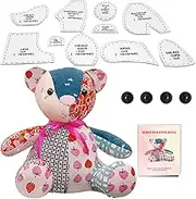 15in/Sitting Height 9in Fosdonge Acrylic Memory Bear Template Ruler Set with Detailed Instructions, Sewing Patterns for Beginners, Teddy Bear Quilting templates (Sitting Height 9in)