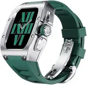 [KAVJU] Titanium Alloy Watch Case，For Apple Watch Band 45mm Series 8 7 For Iwatch Series 6 5 4 Se 44mm Luxury Conversion Kit