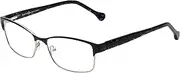 [Calabria] Gardenia Rectangle Eyeglasses Black Enamel Silver Women Demo Lens Glasses Chic Cheaters Trendy Ladies Eyewear Frame, Black Enamel Silver
