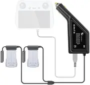 Coyktonty Battery Charger Car Charger for DJI Mini 4 Pro/Mini 3 Pro Drone,Charges Two Batteries and Transmitter at The Same time