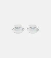 [Balenciaga] Balenciaga Set of 2 logo porcelain teacups and saucers