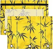 Yellow Binder Pouches with Clear Window Bags Large and Sturdy Pockets 3 Hole Punched for Storing School Students Teacher Supplies Multicolored 2 PCS