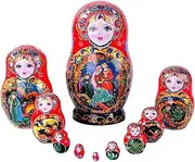 Hand-Painted Russian Dolls - Russian Nesting Dolls, Handmade Festive Wooden Nested Doll | Traditional Nesting Dolls, 10-Layer Russian Nesting Dolls Figurines Decorations for Kids Christmas Room Decor