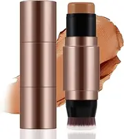 Apooliy 2 in 1 Contour and Concealer Stick with Brush,Cream Bronzer Stick,Waterproof Face Makeup Stick,Full Coverage,Long Wear
