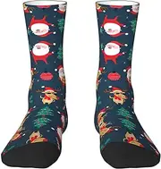 [Ghjkfbf] Santa Claus Christmas Print Novelty Unisex Socks Colorful Stylish Crew Socks Casual Dress Gifts For Men Women