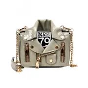 Women Chain Strap Shoulder Bag Unique Jacket Leather Handbags-Green