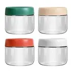 For Meal Prep 350ml Glass Jar Colorful Plastic Lids Compact Size Microwave Safe