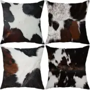 Set of 4,White Cowhide Pattern Decorative Throw 18" x 18" (Pack of 4) Black