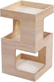 PAWZ Road Cat Tree Cat Furniture, 2 in 1 Bedside Table Cat Tower, Multi-Level Cat Perch with Removable Soft Blanket, Cat Condo House with Scratching Pad and a Cat Toy for Kittens 60 cm Beige