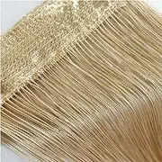 YSHIGUING Door String Curtain, Wall Panel Fringe Window Room Divider Blind, Home Patio Bedroom Decorative Tassel Screen Ribbon Strings Strip Silver Thread Screen for Wedding Coffee House (Champagne)