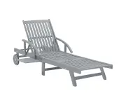 vidaXL Garden Sun Lounger Grey Solid Acacia Wood