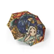 Whimsical Illustrated Umbrella, Unique Gift for Rabbit Lovers,