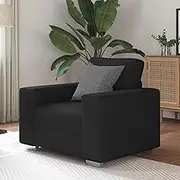 Black Fabric Sofa Chair, Ergonomic Living Room Seating, Modern Single Couch for Indoor Apartment Furniture