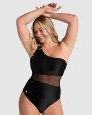 Leonisa Radiant Padded One Shoulder Shaping One-Piece Swimsuit