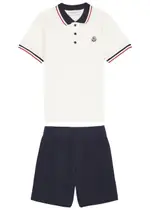 Moncler Kids Cotton Polo Shirt and Shorts set (4-6 Years) - White - 8A (8 Years) 8A (8 years)