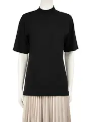 Black Wool Crew Neck Logo Embroidered Top
