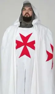 Medieval Tunic & Hooded Cloak Templar Costume With Aluminum Chainmail Hood Coif