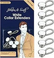 White Metal Collar Extenders by Johnson & Smith - Neck Extender for 1/2 Size Expansion of Dress Shirts, 6 Pack, 10mm (3/8-inch)
