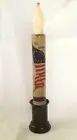 NEW Primitive Patriotic Americana 6" OLD GLORY Flag Battery Operated Timer Taper