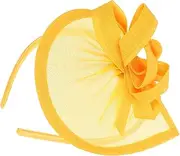 [JEWEDECO] Fascinator Hair Accessories Hair Clips Cocktail Small Hats for Women Hats Has Retro Headdress Fascinator Headdress Fascinators for Women Tea Party Linen Yellow