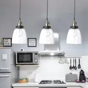 Katherine 3 Light Antique Brass and Glass industrial Pendant Light - PL0154