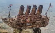 vintage Titanic driftwood boat, large wooden ship, Collection model titanic ship