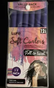Lure soft curlers just roll & twist 5/8" (Tight Curl) Medium to Long Hair 12pack
