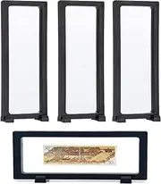 Bleiou 4 Pcs 3D Floating Frame Rectangle Coin Display Case for Challenge Coins, Medallion, Jewelry, Stamps, Chip, Pin, Nail Art (9"x3.54") (Black)
