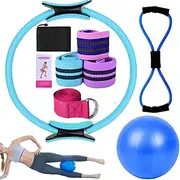 Pilates Kit, Pilates Essentials Kit for Women, Booty Bands for Working Out Glutes Yoga Ball 25cm Figure 8 Resistance Band Yoga Bands for Stretching, Yoga Kits for Home Women