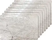 Dainty Home Silver Marble Rectangle Cork Placemats - Heat Resistant, Non-Slip, Easy Clean - 12"x18" Set of 8 - Perfect for Stylish, Modern Homes