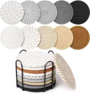 Billbotk 10 Pieces Coasters for Drinks, 10 Colors Absorbent Drink 10