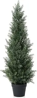3FT Artificial Cedar Topiary Trees for Outdoors,UV Rated Realistic Faux Cedar Pines,Potted Fake Plants for Chrismas,Front Porch,Home,Housewarming,Indoor Outdoor Decor (1)