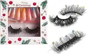 BeauFairy 1 Pairs False Eyelashes Set, 3D Mink Fluffy Lashes, Faux Eye Lashes, Russian Strip Lashes, DIY Eyelash Extension Kit, 24 Pieces Waterproof Nature Reusable Press On Nail Patches, 005