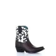 Corral Ladies Black & White Overlay And Embroidery Ankle Boots C3758